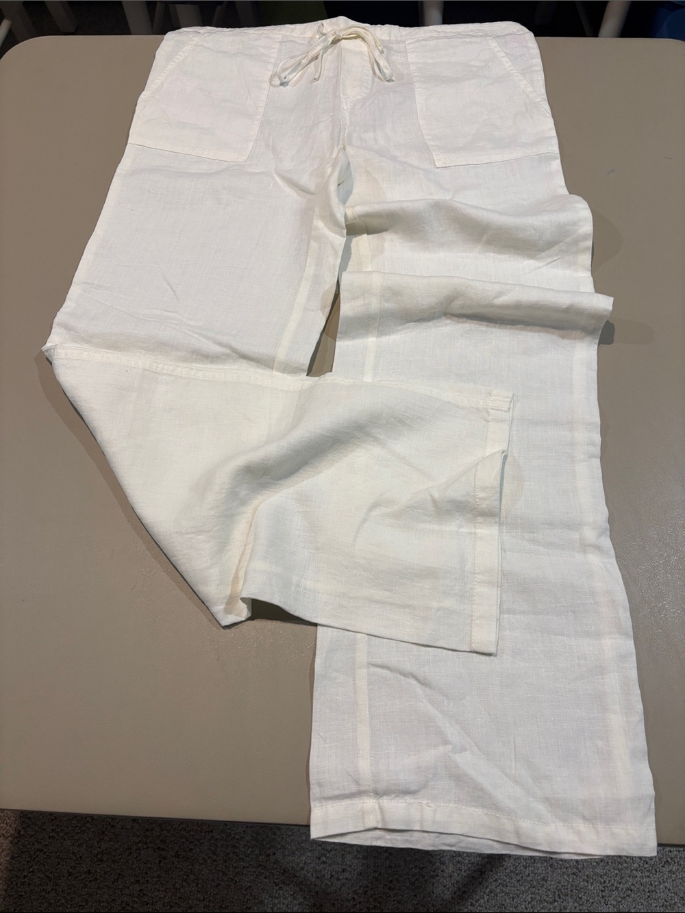 Victoria's Secret Cream Linen Drawstring Pants New Never Worn Great for Beach
